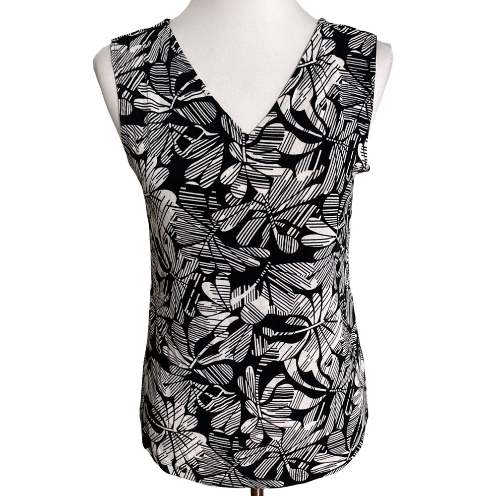 Chico's Travelers Abstract Blouse Black White Size 1